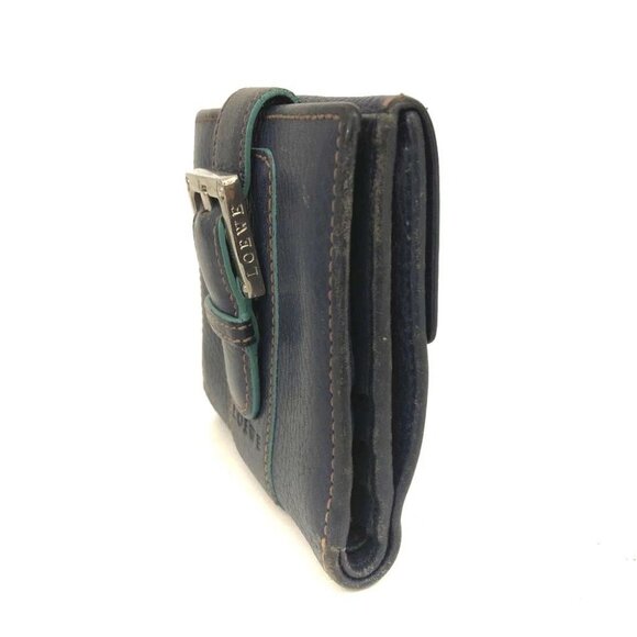 LOEWE Logo Buckle Motif Leather Bifold Wallet Navy blue/8BG0110 - Picture 3 of 8